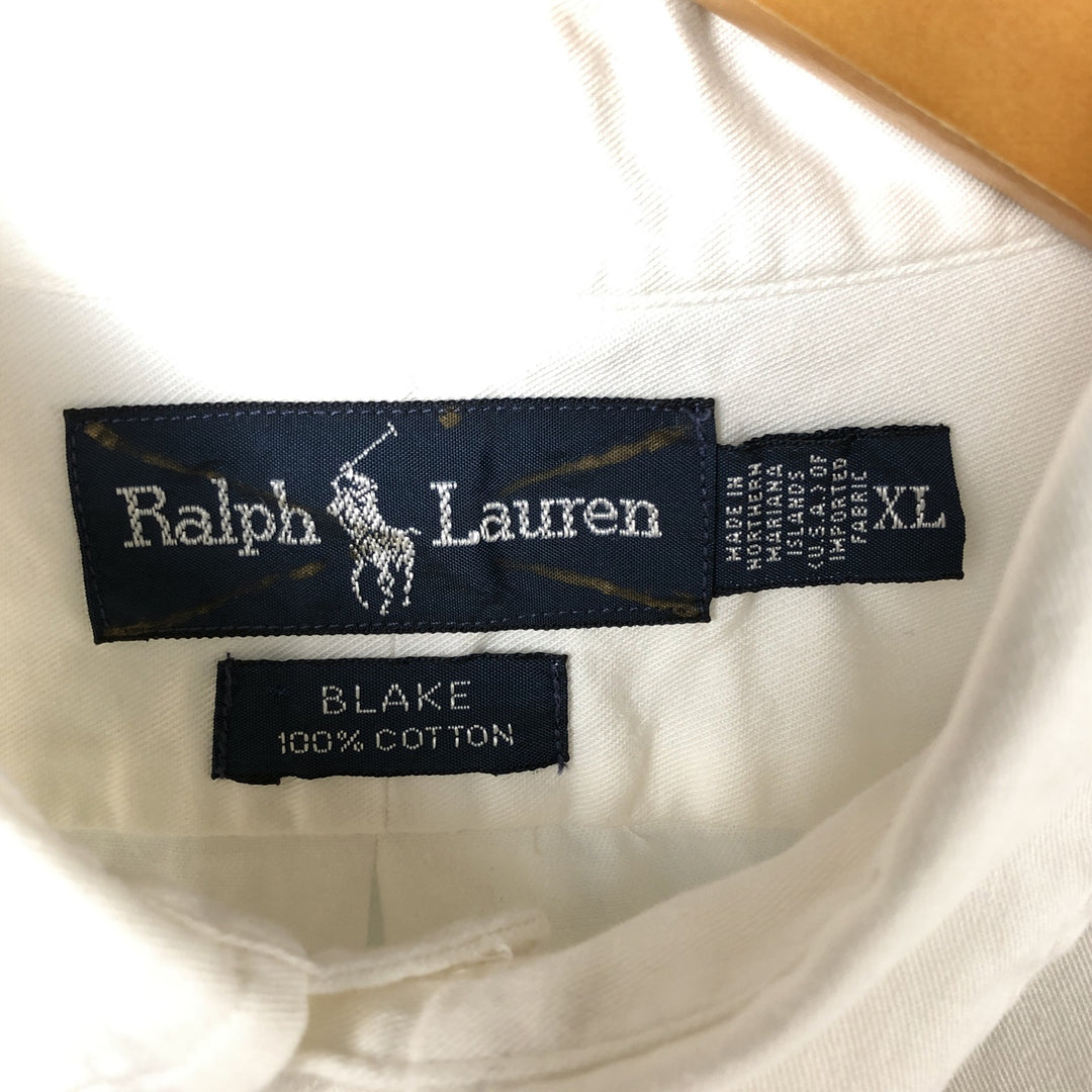 Ralph Lauren BLAKE long sleeve button down shirt, men's XL size cotton white type Vintage Second Hand