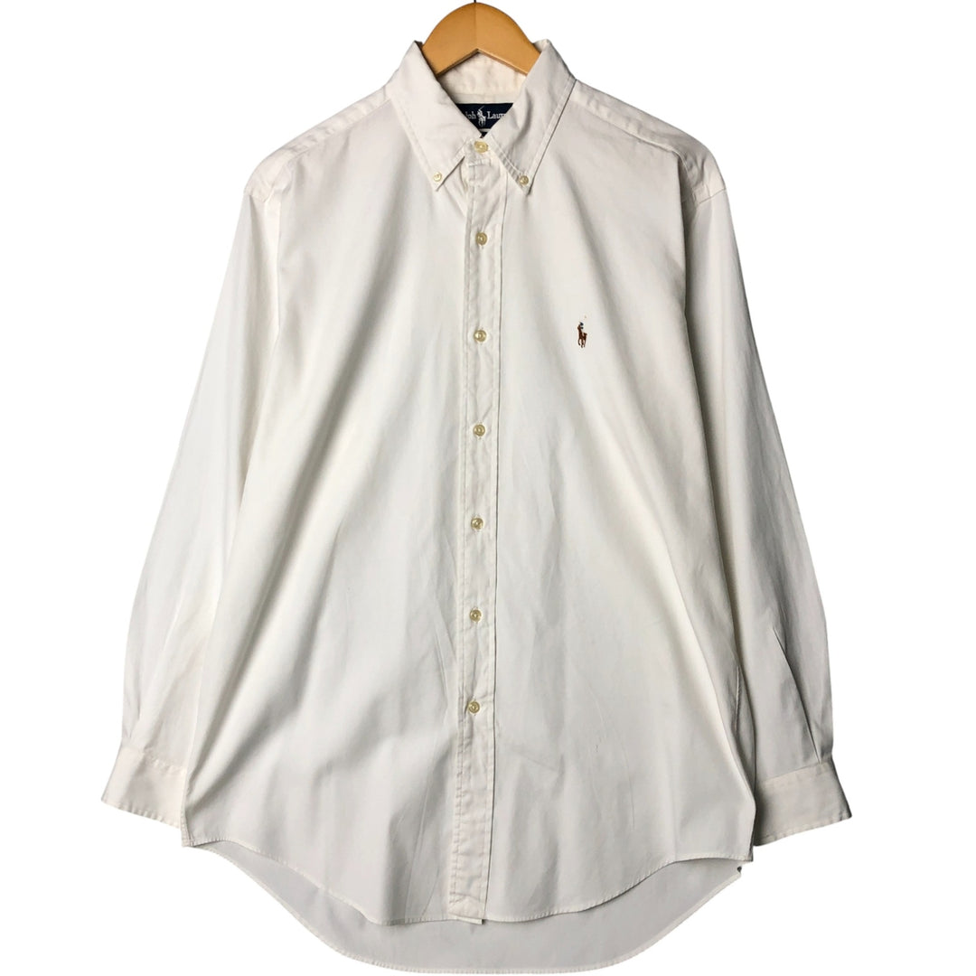 Ralph Lauren YARMOUTH long sleeve button down shirt, men's size M cotton white type Vintage Second Hand