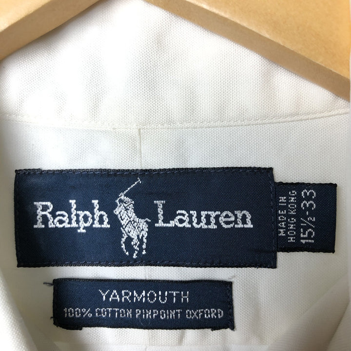 Ralph Lauren YARMOUTH long sleeve button down shirt, men's size M cotton white type Vintage Second Hand