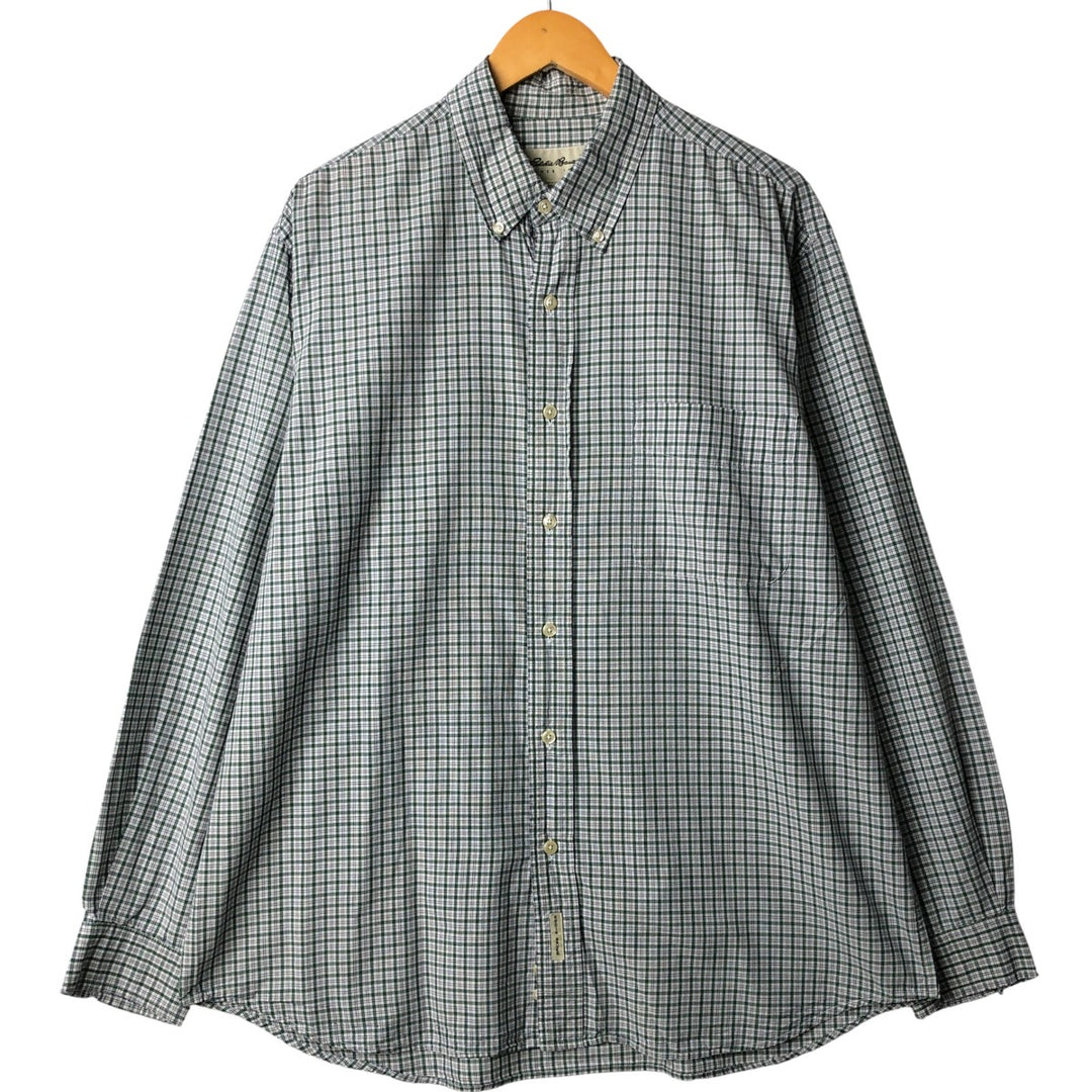 Eddie Bauer Long Sleeve Button-Down Check Shirt, Men's Size L cotton white type Vintage Second Hand