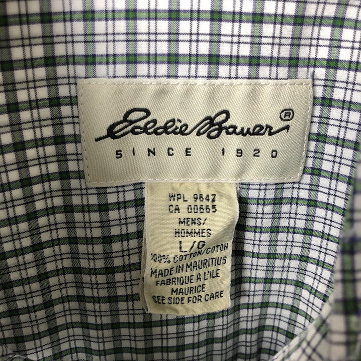 Eddie Bauer Long Sleeve Button-Down Check Shirt, Men's Size L cotton white type Vintage Second Hand