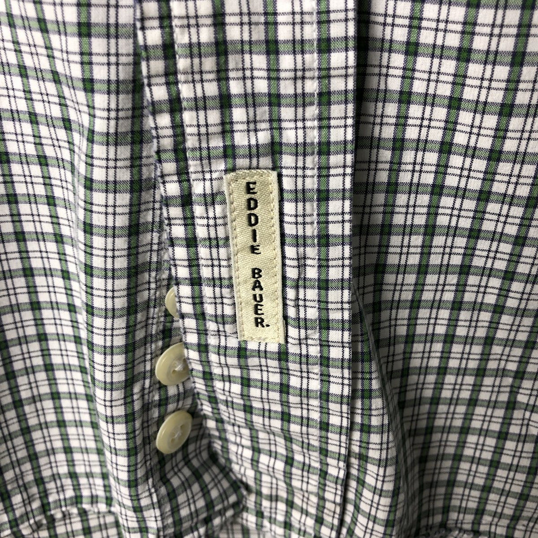 Eddie Bauer Long Sleeve Button-Down Check Shirt, Men's Size L cotton white type Vintage Second Hand