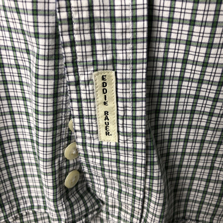 Eddie Bauer Long Sleeve Button-Down Check Shirt, Men's Size L cotton white type Vintage Second Hand