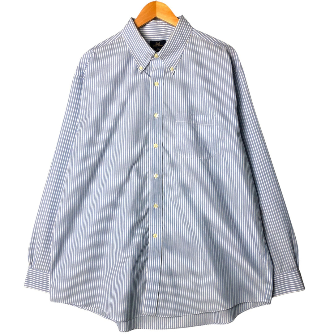 Brooks Brothers 346 Long Sleeve Button-Down Striped Shirt, Men's XL cotton Blue type light blue Vintage Second Hand