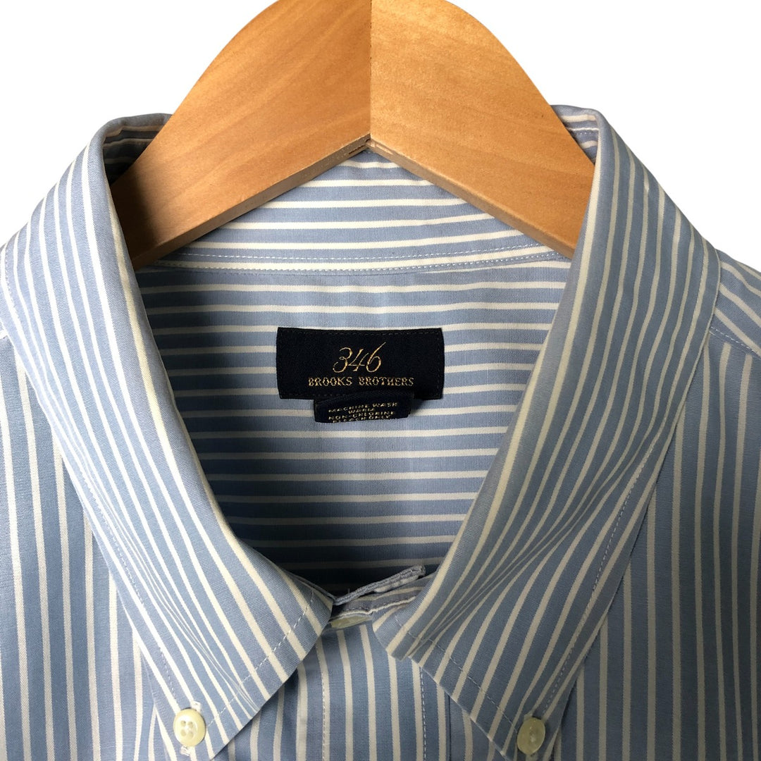 Brooks Brothers 346 Long Sleeve Button-Down Striped Shirt, Men's XL cotton Blue type light blue Vintage Second Hand