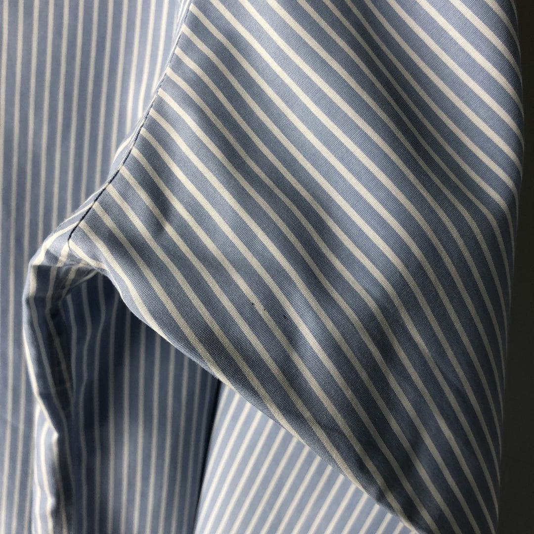 Brooks Brothers 346 Long Sleeve Button-Down Striped Shirt, Men's XL cotton Blue type light blue Vintage Second Hand