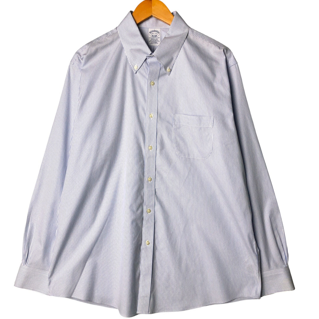 Brooks Brothers Est.1818 Long Sleeve Button-Down Striped Shirt, Men's Size L Supima Cotton Blue type light blue Vintage Second Hand