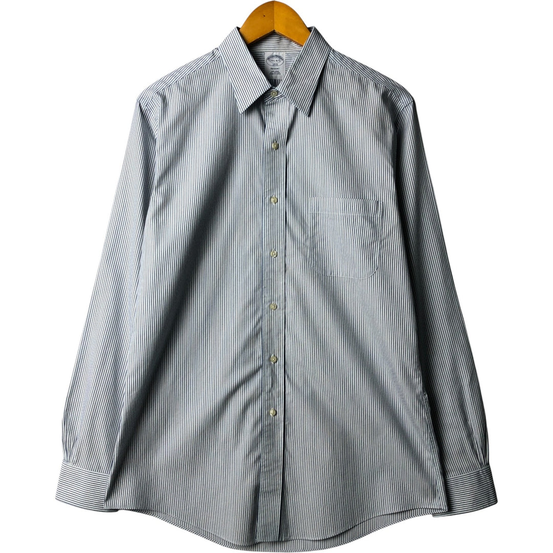 Brooks Brothers 1818 Long Sleeve Cotton Striped Shirt, Men's Size Medium cotton white type Vintage Second Hand