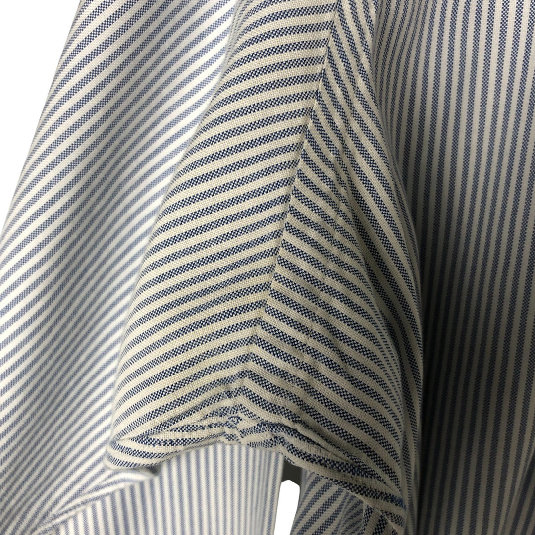 80s-90'S Brooks Brothers MAKERS Long Sleeve Button-Down Striped Shirt Made in USA Men's Size L Vintage Supima Cotton Navy blue Vintage Second Hand