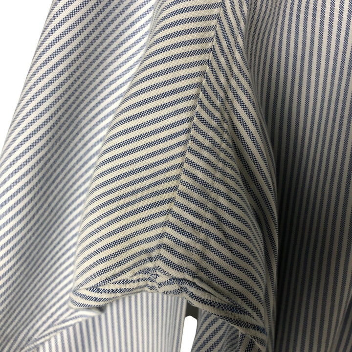 80s-90'S Brooks Brothers MAKERS Long Sleeve Button-Down Striped Shirt Made in USA Men's Size L Vintage Supima Cotton Navy blue Vintage Second Hand