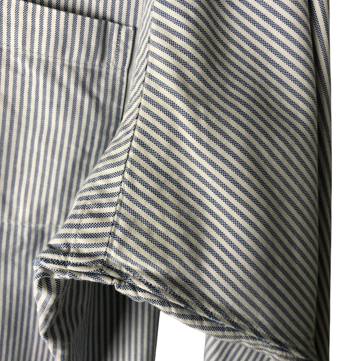 80s-90'S Brooks Brothers MAKERS Long Sleeve Button-Down Striped Shirt Made in USA Men's Size L Vintage Supima Cotton Navy blue Vintage Second Hand