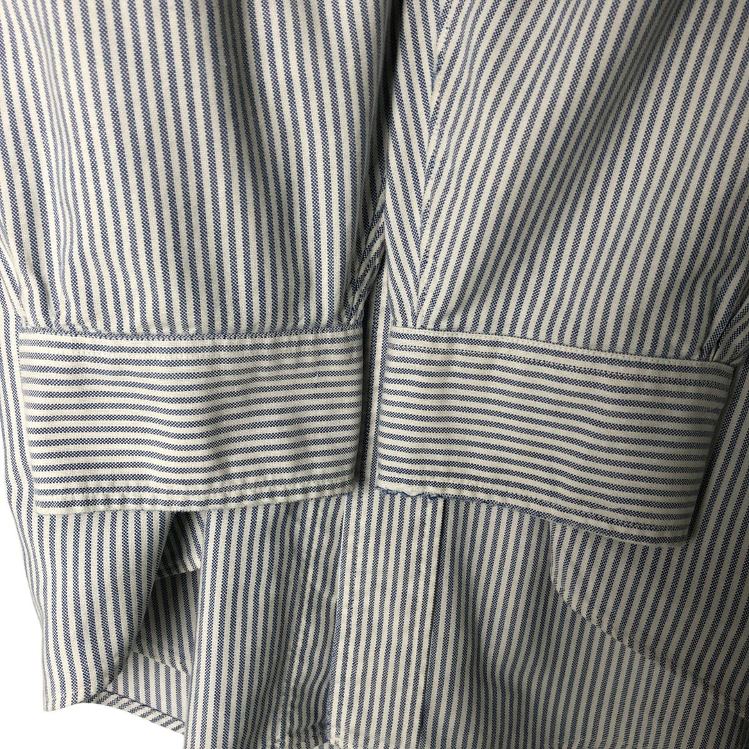 80s-90'S Brooks Brothers MAKERS Long Sleeve Button-Down Striped Shirt Made in USA Men's Size L Vintage Supima Cotton Navy blue Vintage Second Hand