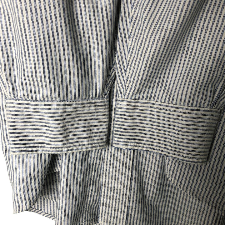 80s-90'S Brooks Brothers MAKERS Long Sleeve Button-Down Striped Shirt Made in USA Men's Size L Vintage Supima Cotton Navy blue Vintage Second Hand