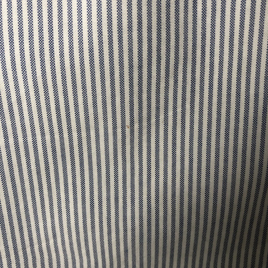 80s-90'S Brooks Brothers MAKERS Long Sleeve Button-Down Striped Shirt Made in USA Men's Size L Vintage Supima Cotton Navy blue Vintage Second Hand
