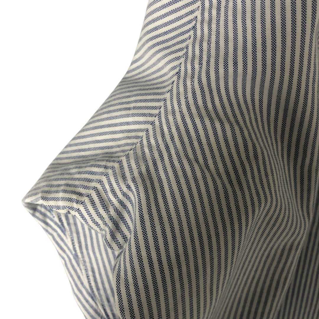 80s-90'S Brooks Brothers MAKERS Long Sleeve Button-Down Striped Shirt Made in USA Men's Size L Vintage Supima Cotton Navy blue Vintage Second Hand