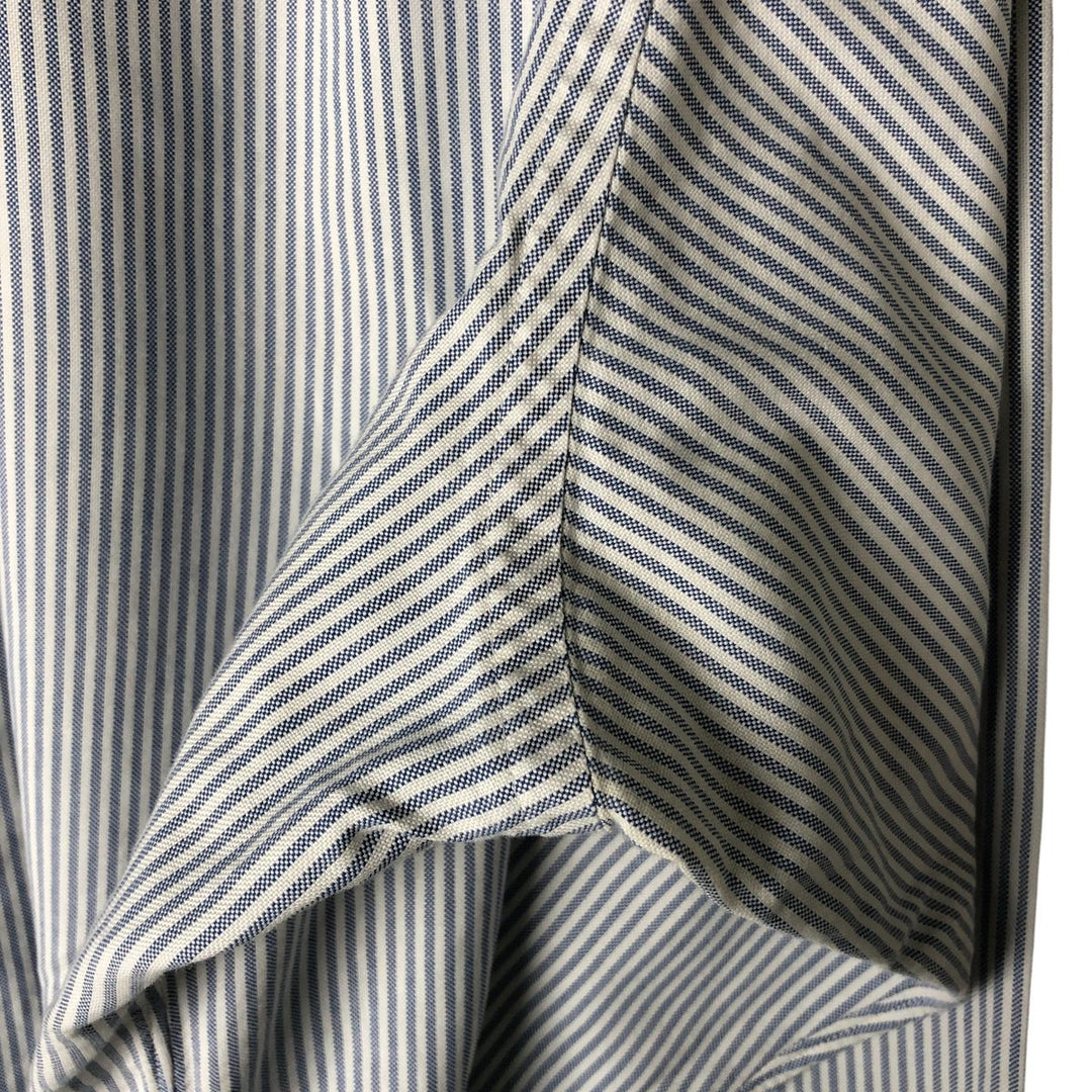 80s-90'S Brooks Brothers MAKERS Long Sleeve Button-Down Striped Shirt Made in USA Men's Size L Vintage Supima Cotton Navy blue Vintage Second Hand