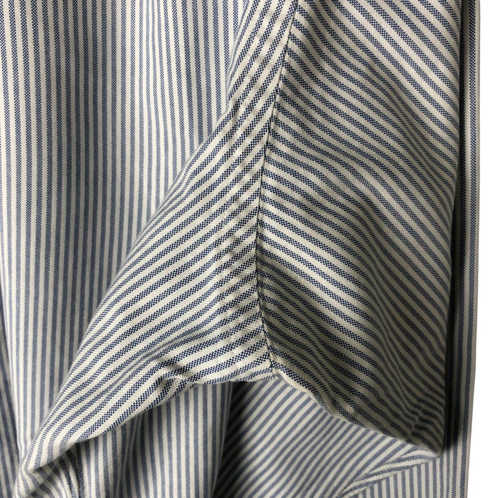 80s-90'S Brooks Brothers MAKERS Long Sleeve Button-Down Striped Shirt Made in USA Men's Size L Vintage Supima Cotton Navy blue Vintage Second Hand