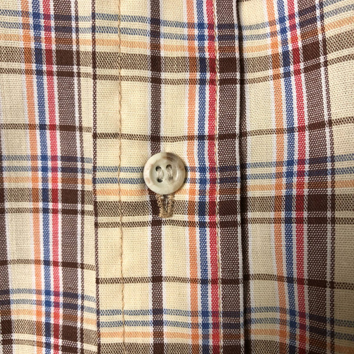 Levi's Action Shirt, Check Pattern, Long Sleeve, Polyester, Made in USA, Men's Size XL polyester Beige type Vintage Second Hand