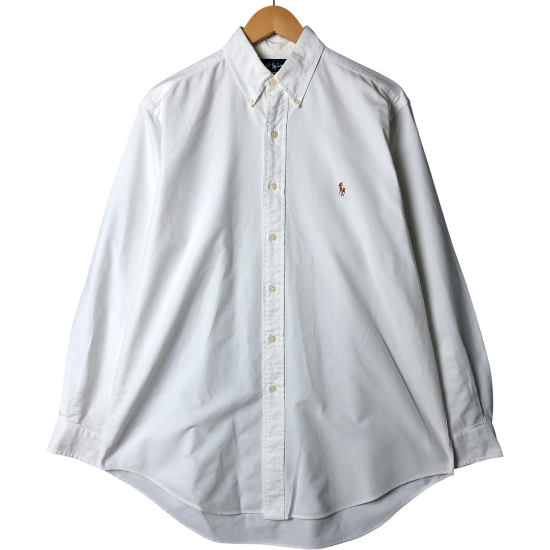 Ralph Lauren YARMOUTH long sleeve button down shirt, men's size M cotton white type Vintage Second Hand