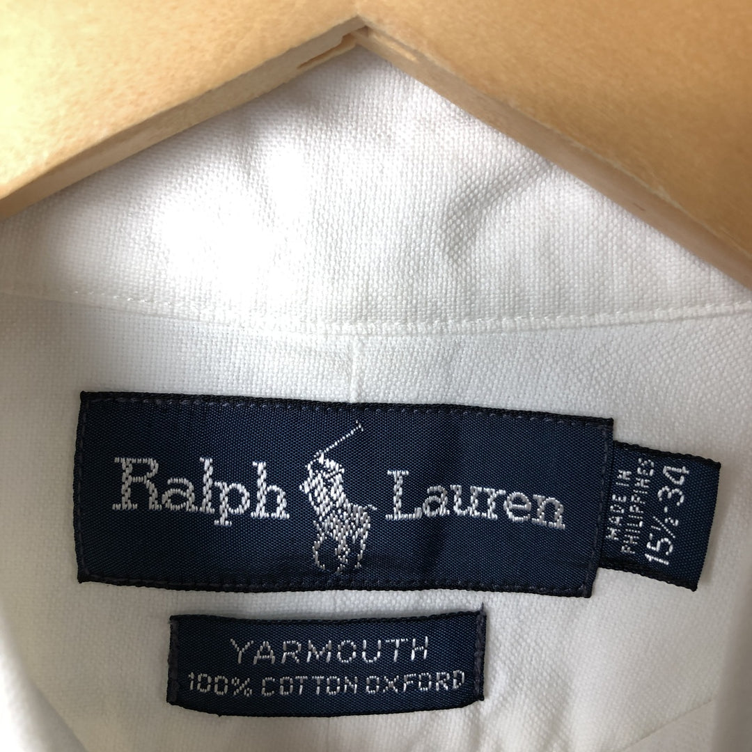 Ralph Lauren YARMOUTH long sleeve button down shirt, men's size M cotton white type Vintage Second Hand
