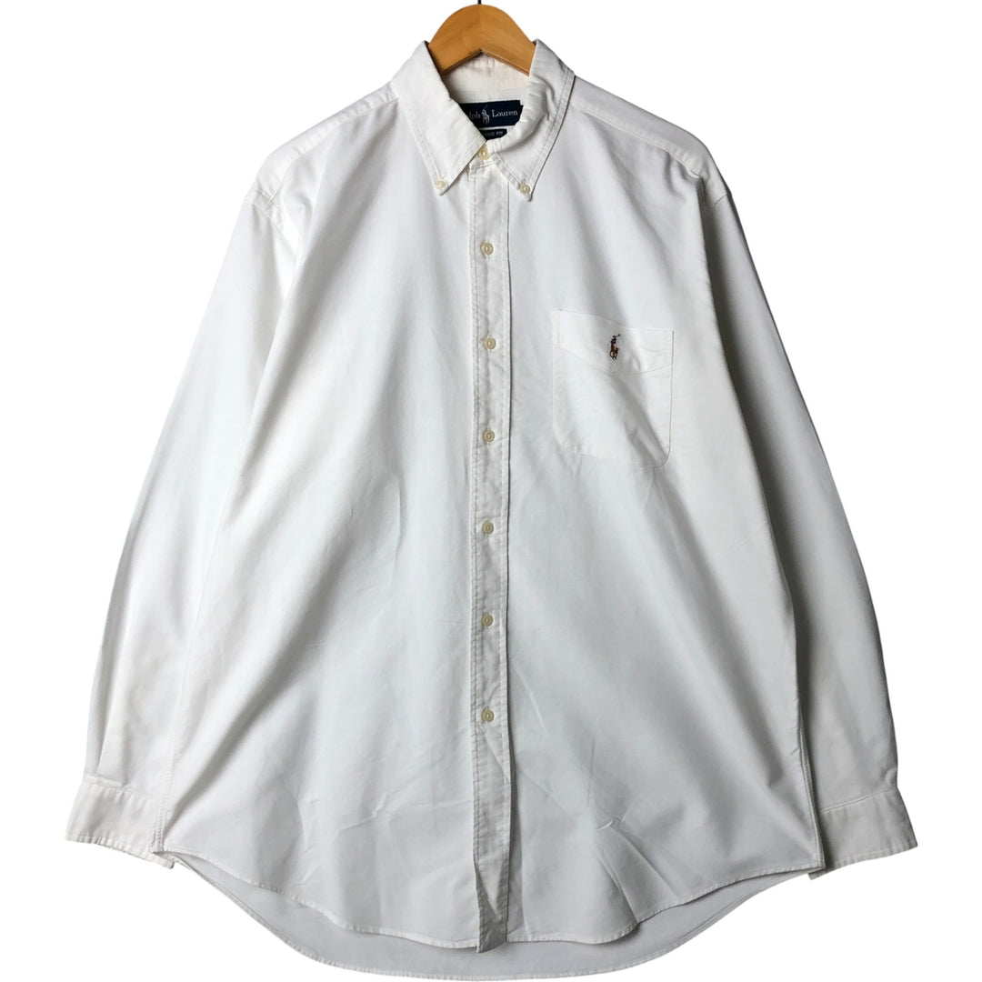 Ralph Lauren Classic Fit Long Sleeve Button Down Shirt, Men's Size L cotton white type Vintage Second Hand
