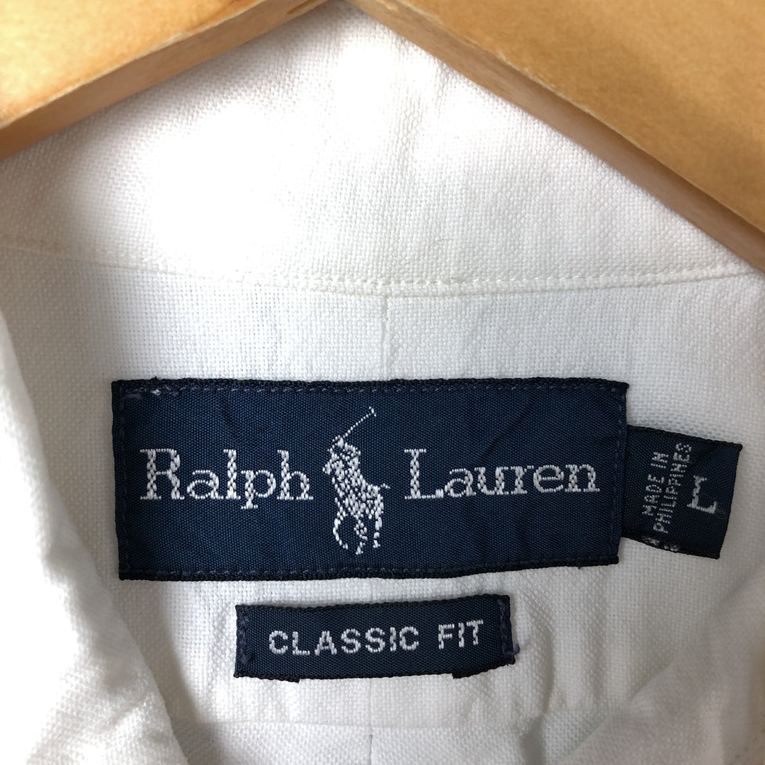 Ralph Lauren Classic Fit Long Sleeve Button Down Shirt, Men's Size L cotton white type Vintage Second Hand