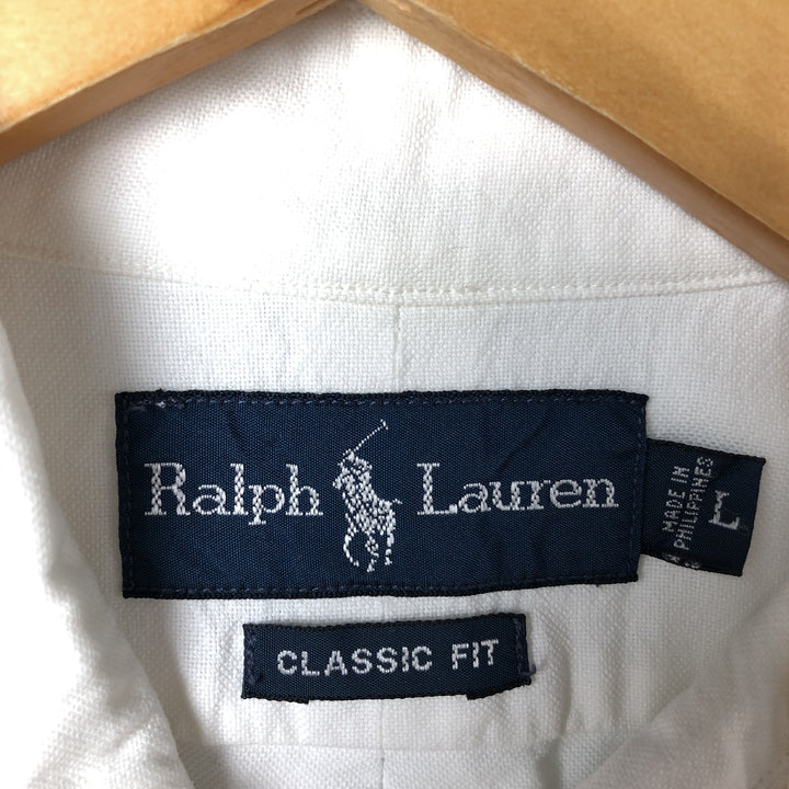 Ralph Lauren Classic Fit Long Sleeve Button Down Shirt, Men's Size L cotton white type Vintage Second Hand
