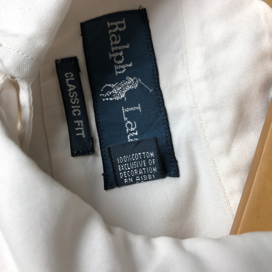 Ralph Lauren Classic Fit Long Sleeve Button Down Shirt, Men's Size L cotton white type Vintage Second Hand