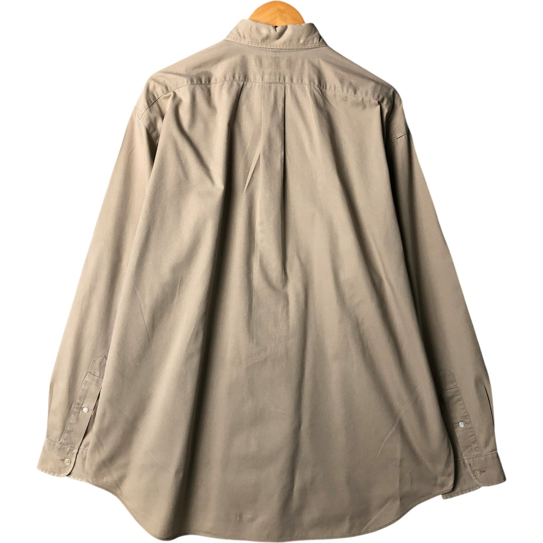 Ralph Lauren BLAIRE long sleeve button down shirt, men's XL size cotton beige type brown Vintage Second Hand