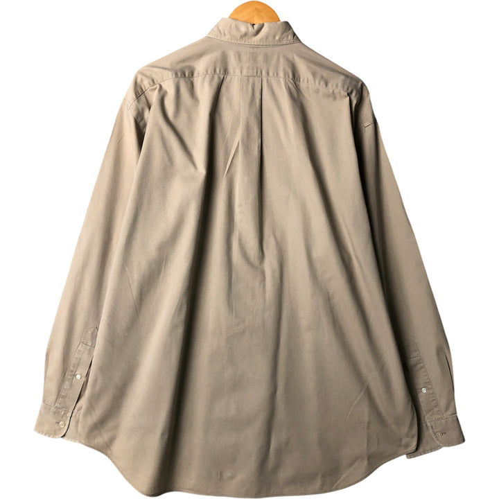 Ralph Lauren BLAIRE long sleeve button down shirt, men's XL size cotton beige type brown Vintage Second Hand
