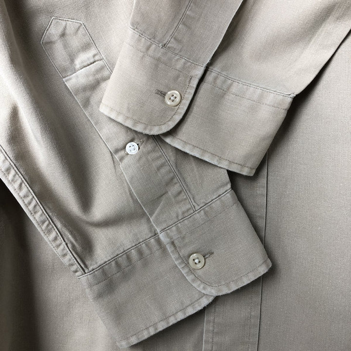 Ralph Lauren BLAIRE long sleeve button down shirt, men's XL size cotton beige type brown Vintage Second Hand