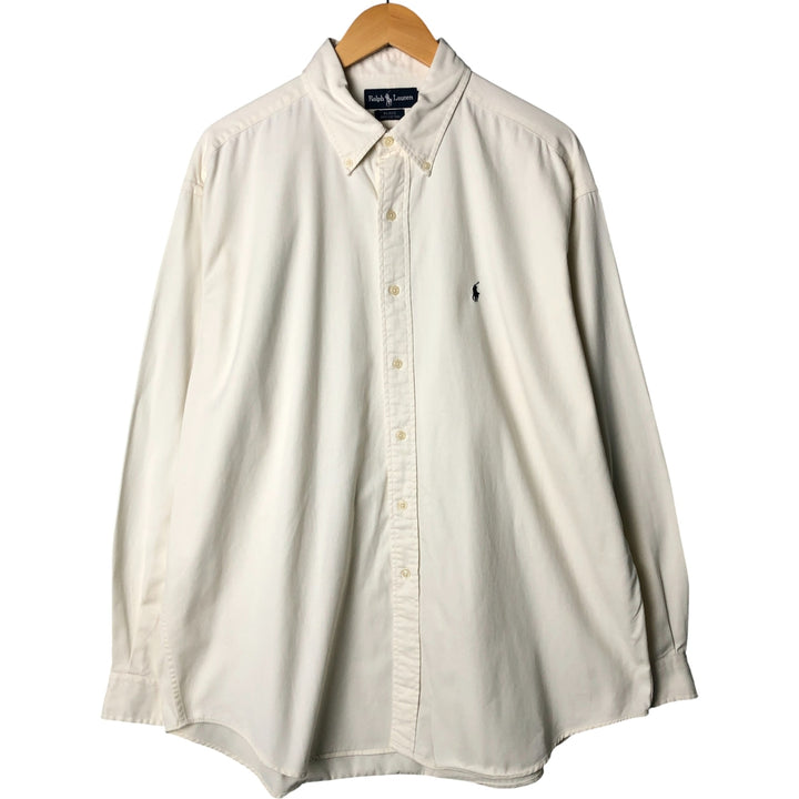 Ralph Lauren BLAKE long sleeve button down shirt, men's XL size cotton ivory Vintage Second Hand