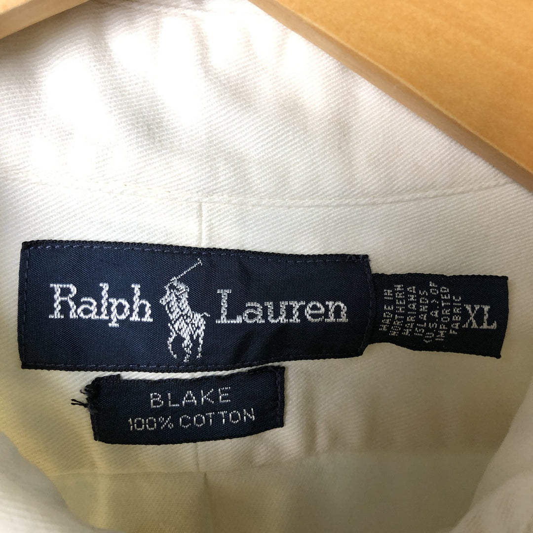 Ralph Lauren BLAKE long sleeve button down shirt, men's XL size cotton ivory Vintage Second Hand