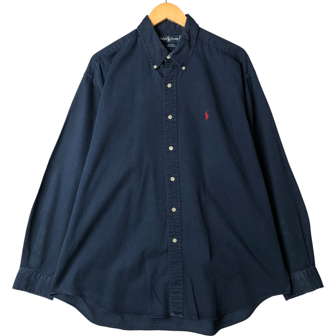 Ralph Lauren BLAIRE long sleeve button down shirt, men's XL size cotton navy blue type Vintage Second Hand