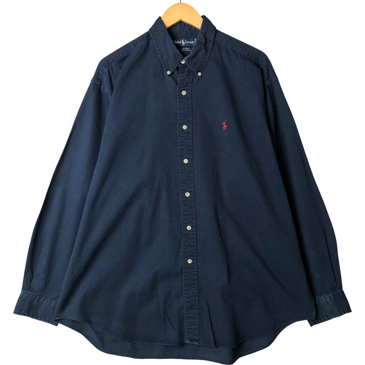 Ralph Lauren BLAIRE long sleeve button down shirt, men's XL size cotton navy blue type Vintage Second Hand
