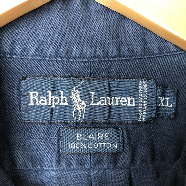 Ralph Lauren BLAIRE long sleeve button down shirt, men's XL size cotton navy blue type Vintage Second Hand