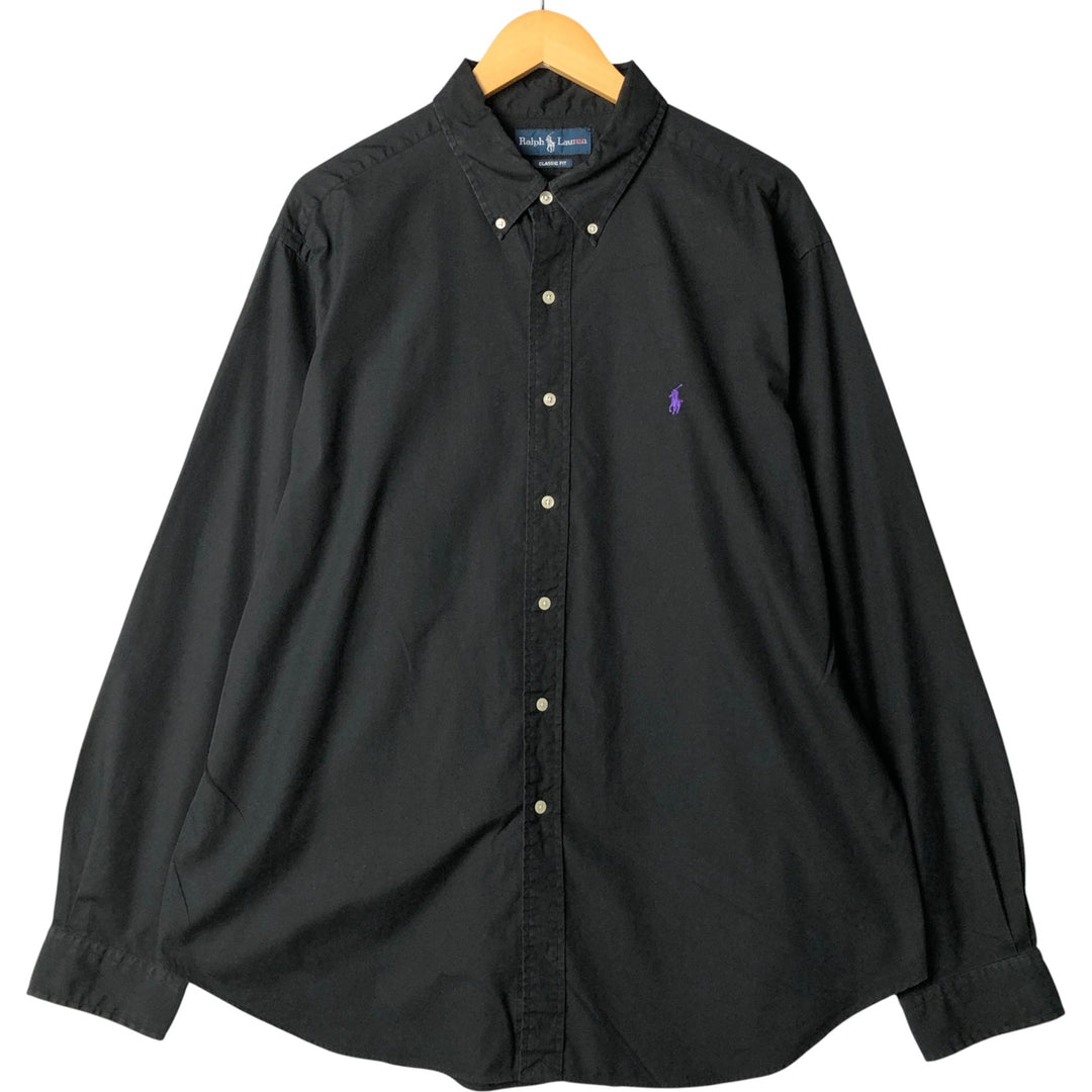 Ralph Lauren Classic Fit Long Sleeve Button Down Shirt Men's XL cotton black type Vintage Second Hand