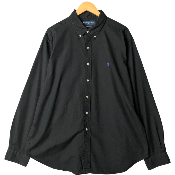 Ralph Lauren Classic Fit Long Sleeve Button Down Shirt Men's XL cotton black type Vintage Second Hand