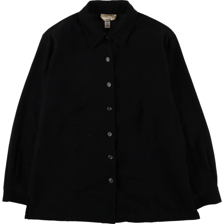 Talbots PETITES Stretch Long Sleeve Polyester Box Shirt, Women's Size Medium polyester black type Vintage Second Hand