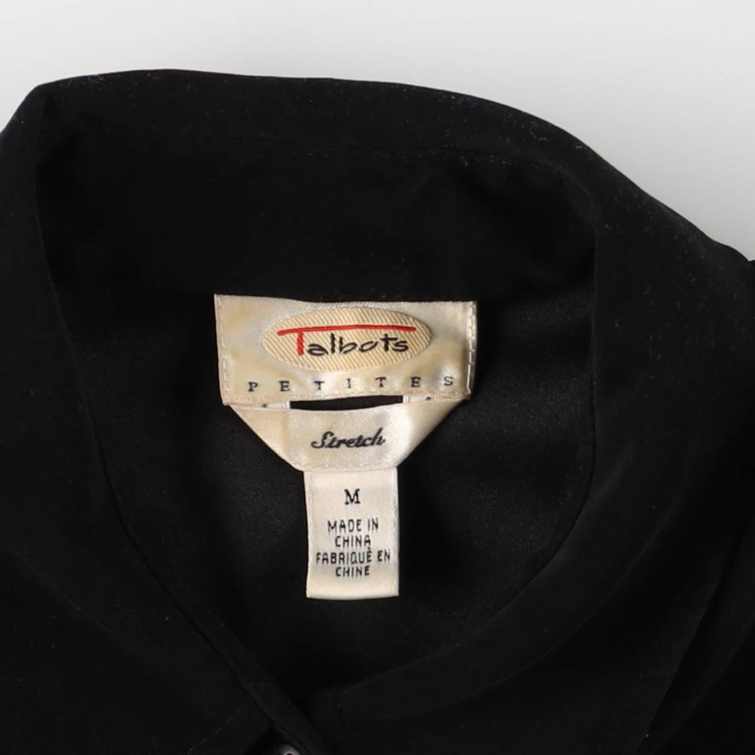 Talbots PETITES Stretch Long Sleeve Polyester Box Shirt, Women's Size Medium polyester black type Vintage Second Hand
