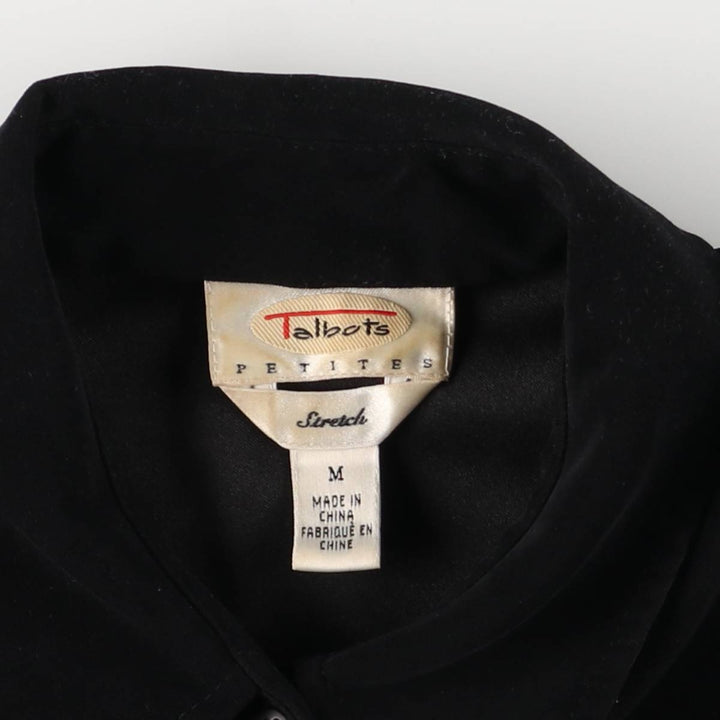 Talbots PETITES Stretch Long Sleeve Polyester Box Shirt, Women's Size Medium polyester black type Vintage Second Hand