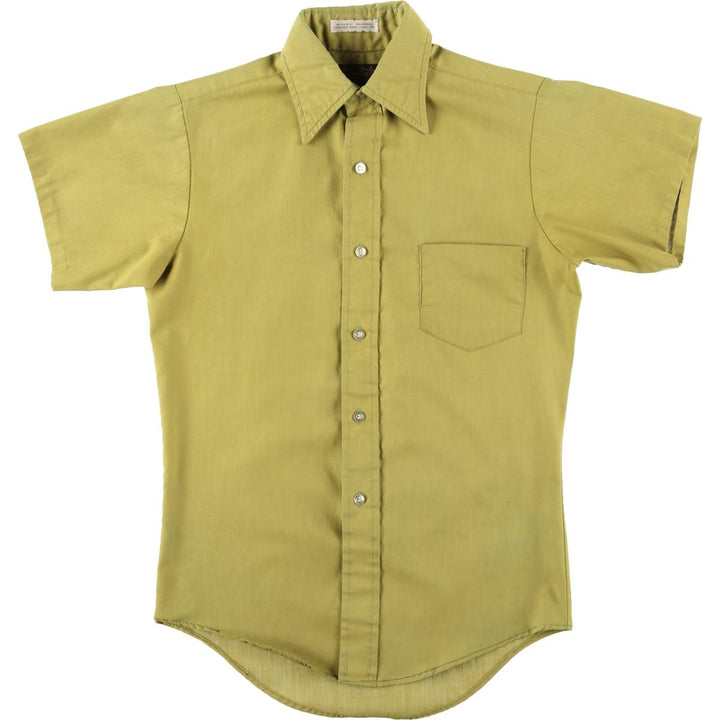 Vintage 1970'S Sears Student short-sleeved polycotton shirt, size S, women's polyester green type yellow green Vintage Second Hand
