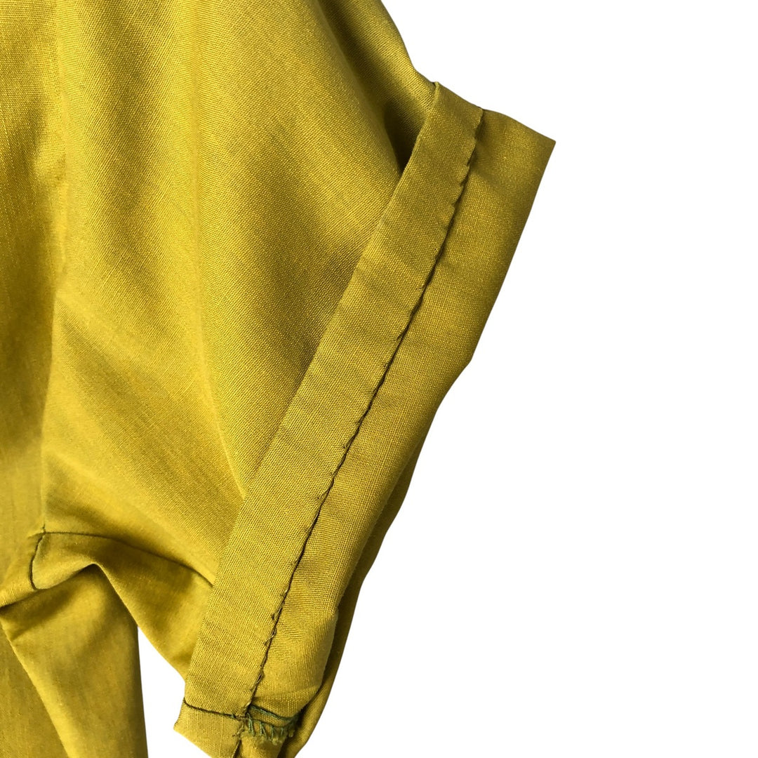 Vintage 1970'S Sears Student short-sleeved polycotton shirt, size S, women's polyester green type yellow green Vintage Second Hand