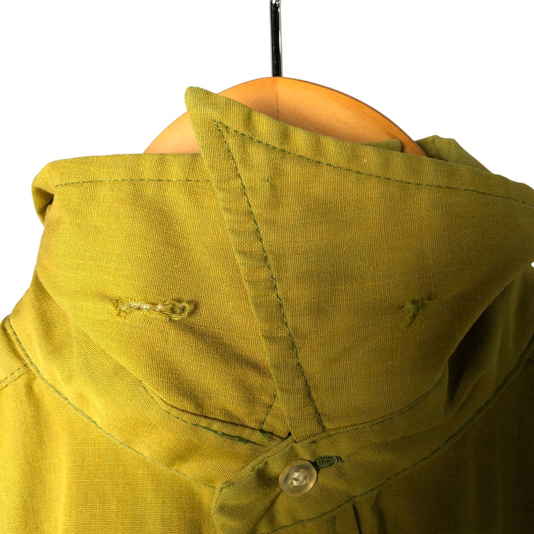 Vintage 1970'S Sears Student short-sleeved polycotton shirt, size S, women's polyester green type yellow green Vintage Second Hand