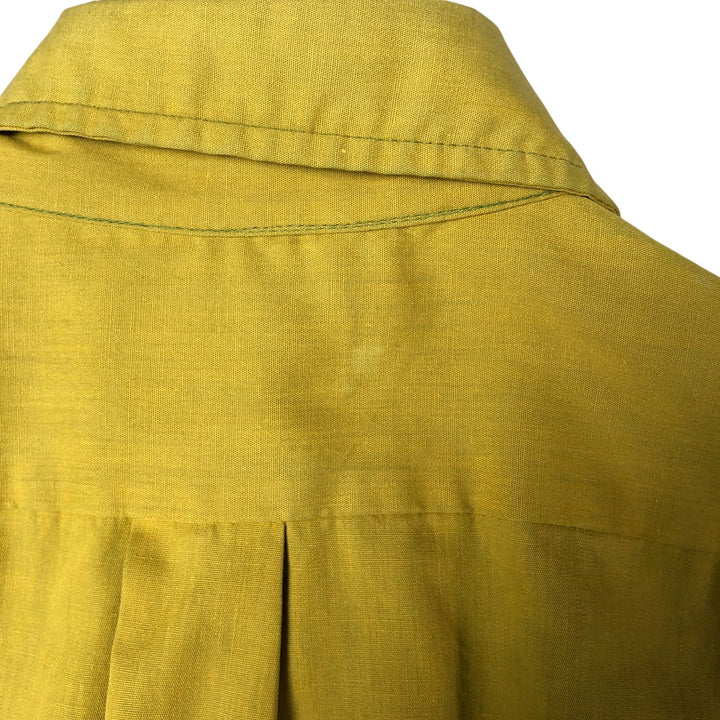 Vintage 1970'S Sears Student short-sleeved polycotton shirt, size S, women's polyester green type yellow green Vintage Second Hand