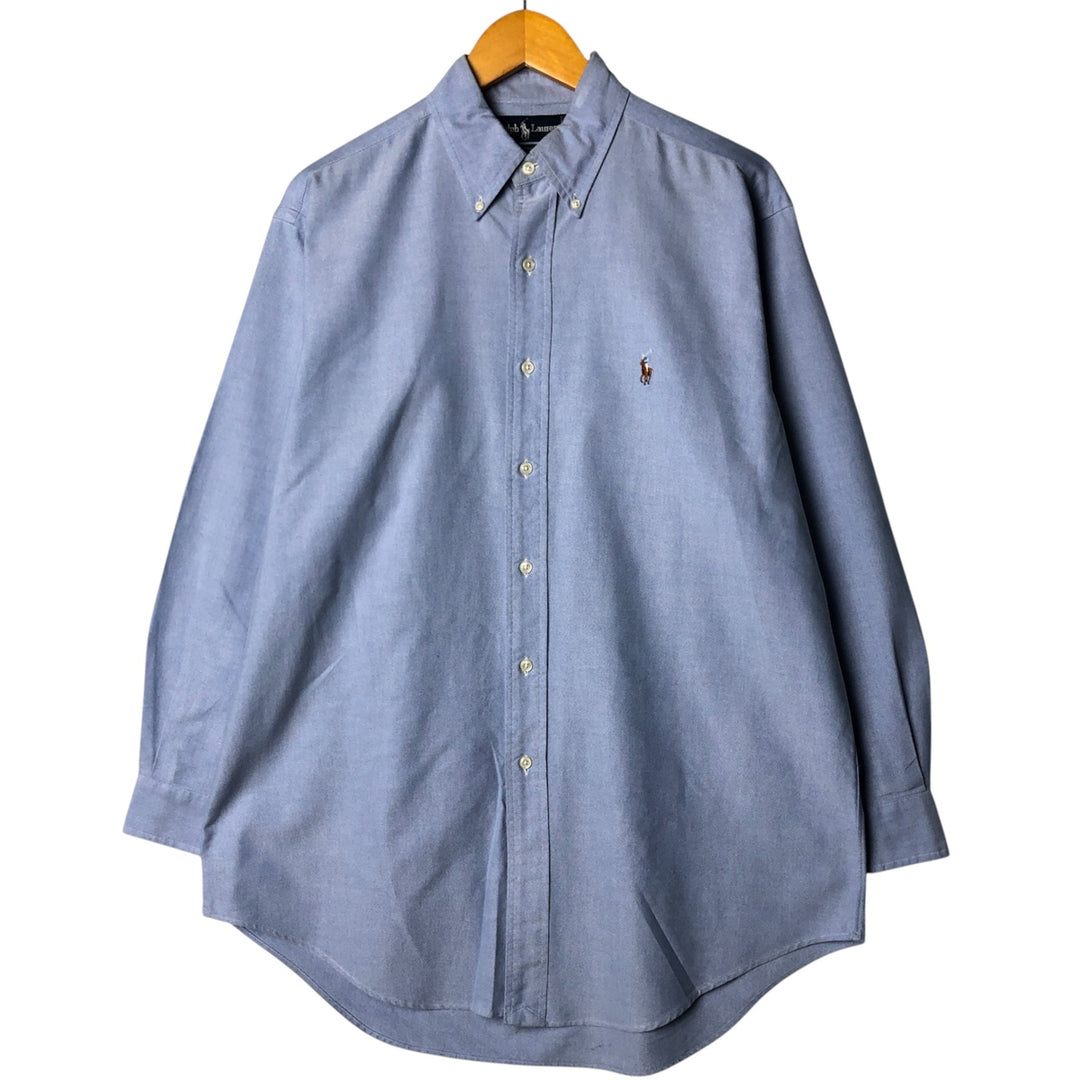 Ralph Lauren YARMOUTH long sleeve button down shirt, men's size M cotton Blue type light blue Vintage Second Hand