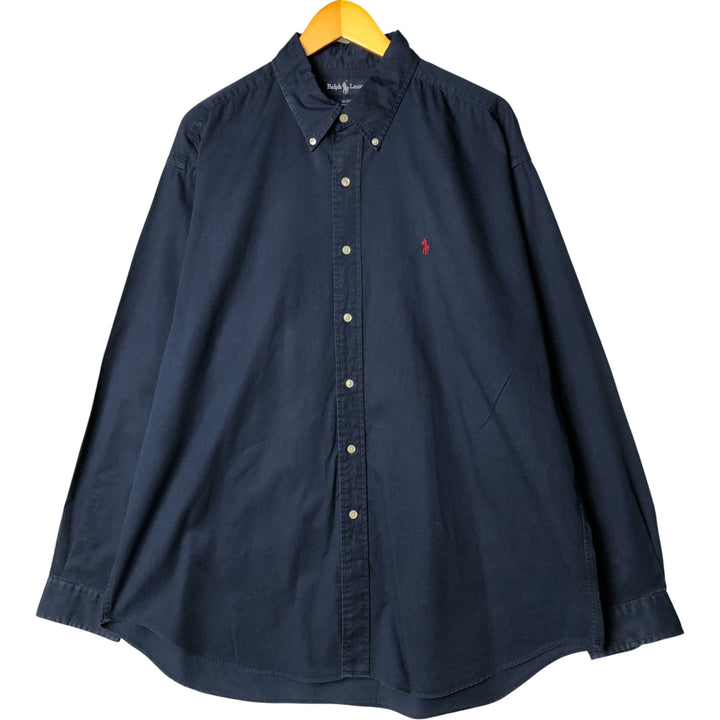 Ralph Lauren BLAIRE long sleeve button down shirt, men's XL size cotton navy blue type Vintage Second Hand