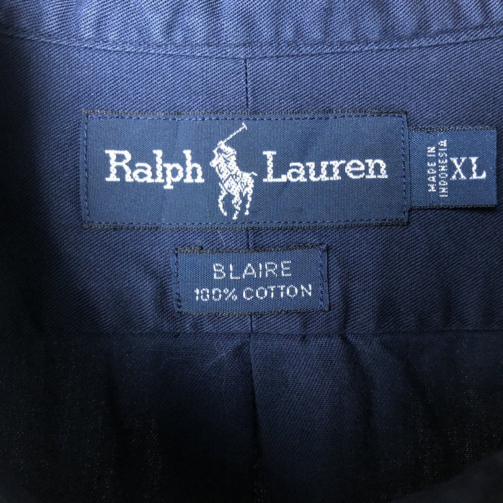 Ralph Lauren BLAIRE long sleeve button down shirt, men's XL size cotton navy blue type Vintage Second Hand