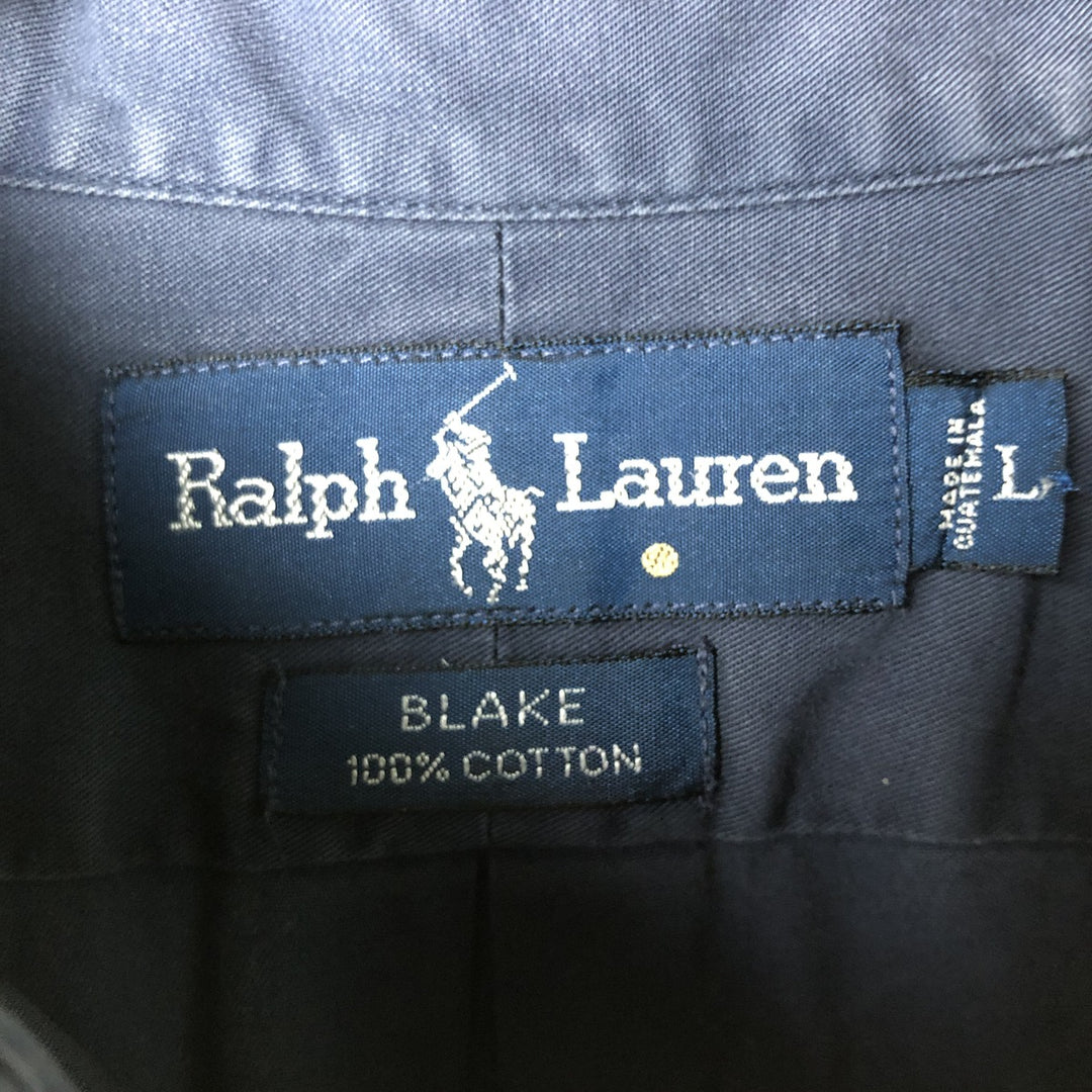 Ralph Lauren BLAKE long sleeve button down shirt, men's size L cotton navy blue type Vintage Second Hand