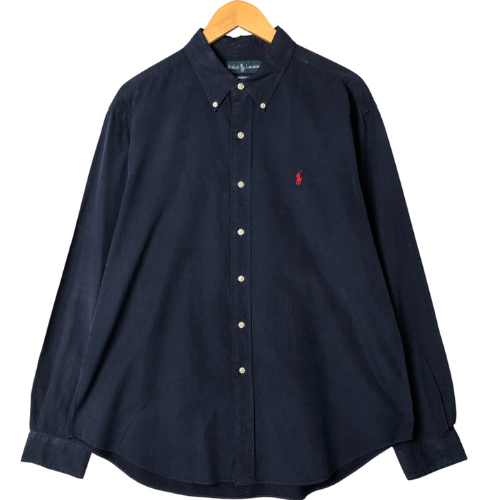 Ralph Lauren Classic Fit Long Sleeve Button Down Shirt Men's XL cotton Navy blue Vintage Second Hand